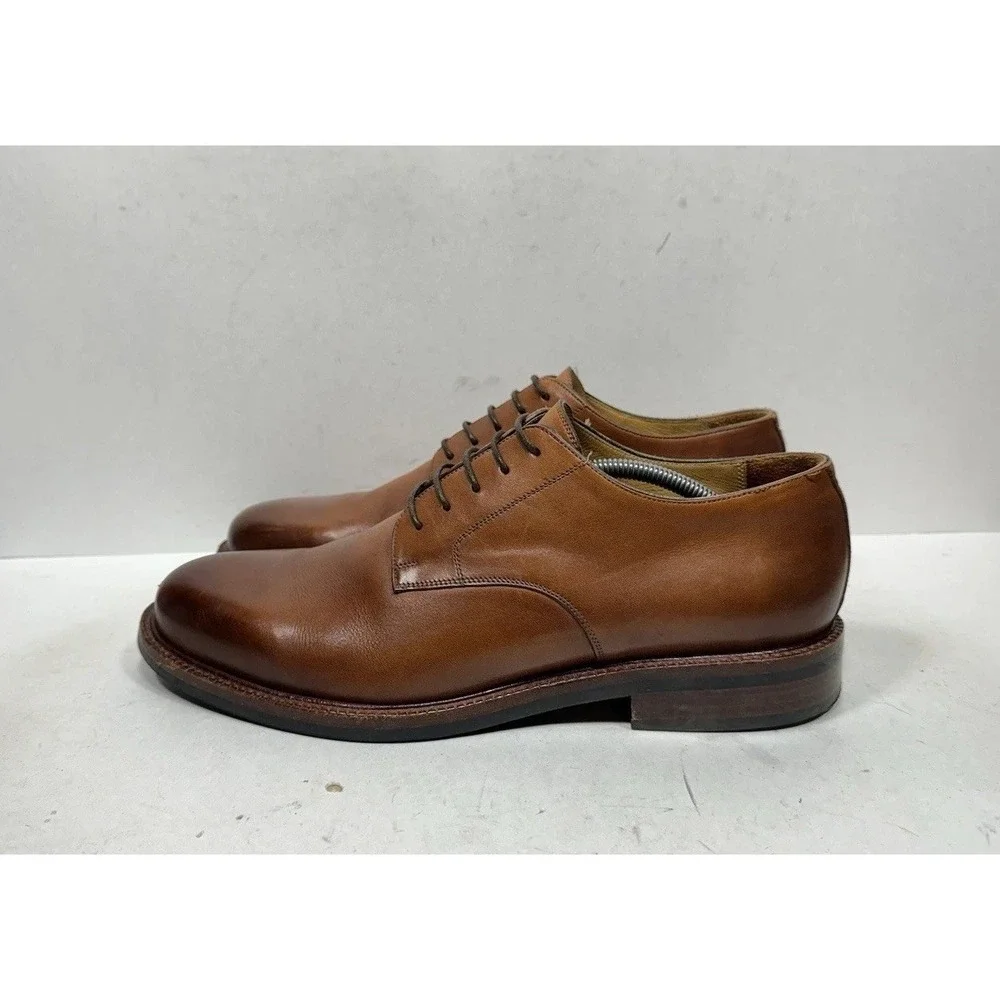 Beckett Simonon Dunham Derby Brown Leather Plain Toe Dress Shoes Mens 13 11983